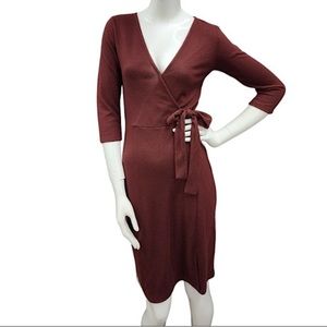 ✨NWOT Nordstrom Sanctuary Faux Wrap Soft Med weight Knit Dress Chocolate Brown
